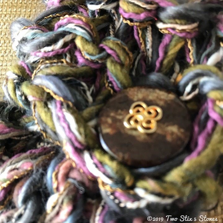 Olive & Lavender Tweed Shawlette w/Fringe