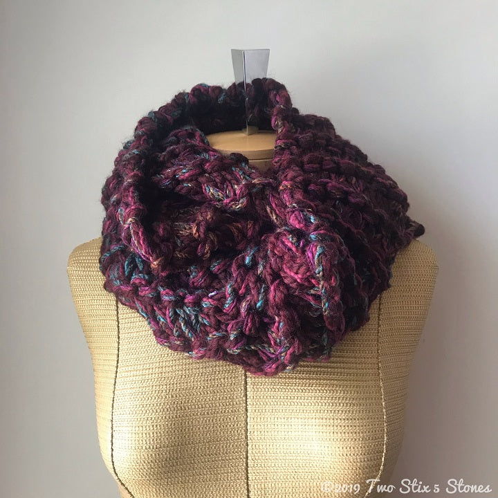 Burgandy Tweed Chunky Infinity Scarf