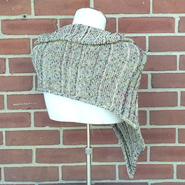 Fine Knit Grey & Black Tweed Shawl w/Ceramic Button, (SH66)