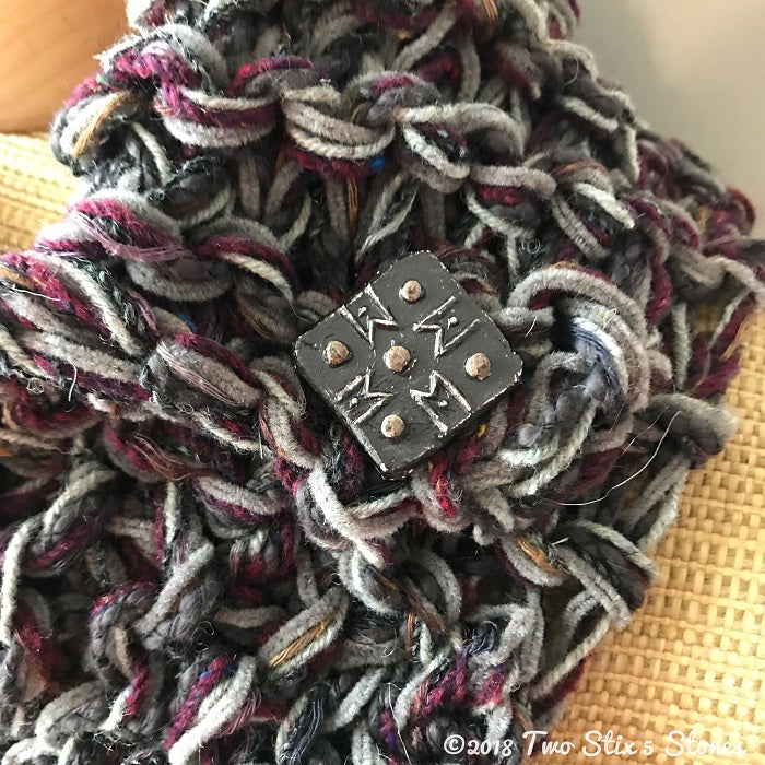 Grey/Brown/Purple Tweed Shawlette w/Fringe