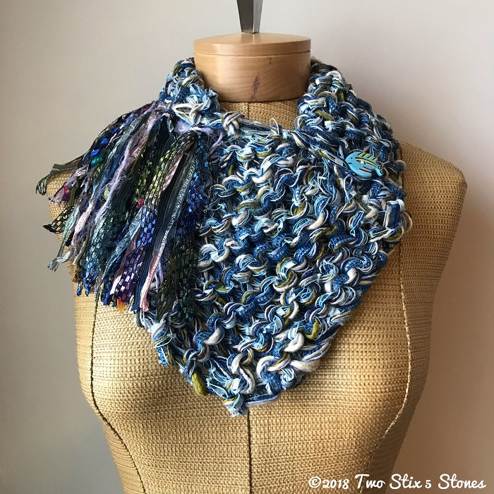 Blue Tweed Shawlette