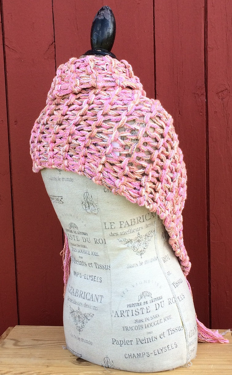 Pink Tweed Shawl w/Fringe