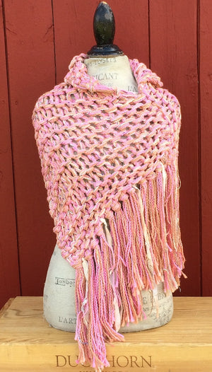 Pink Tweed Shawl w/Fringe