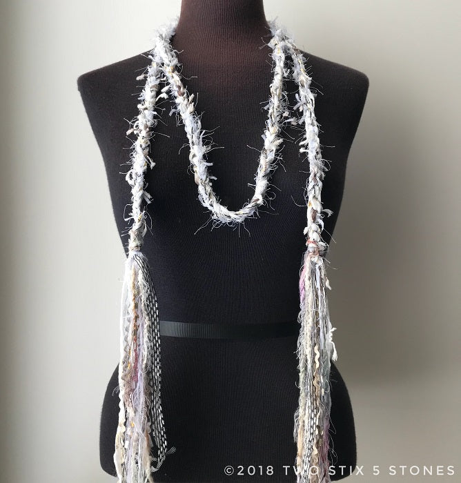 White Tweed Scarf/Belt/Headband  (TS011)