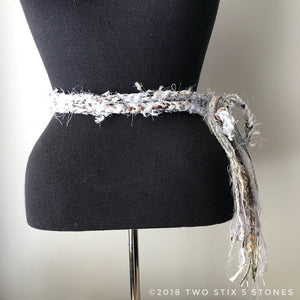 White Tweed Scarf/Belt/Headband  (TS011)