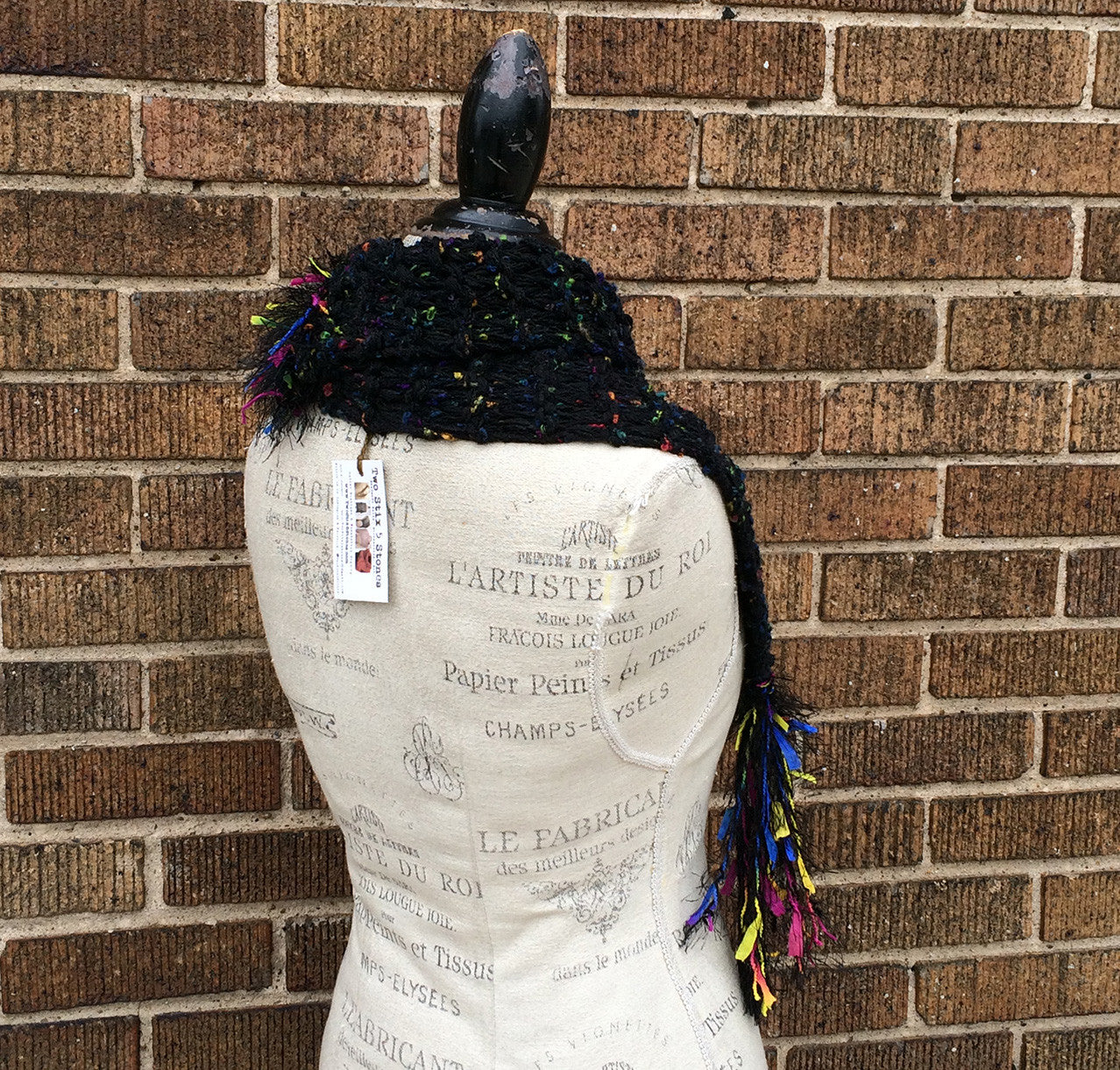 Funky Black Tweed Hand Knit One-of-a-Kind Shawlette