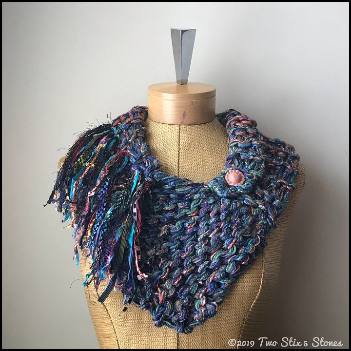 Blue Tweed Shawlette