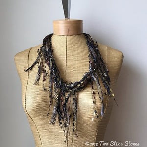 Brown Toned *Funky Chic* Fiber Necklace
