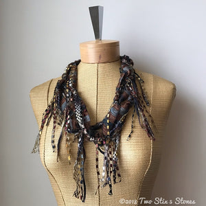 Brown Toned *Funky Chic* Fiber Necklace