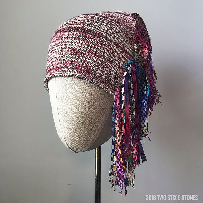 Red/Black/Ivory/Metallic Tweed *Funky Chic Hat*