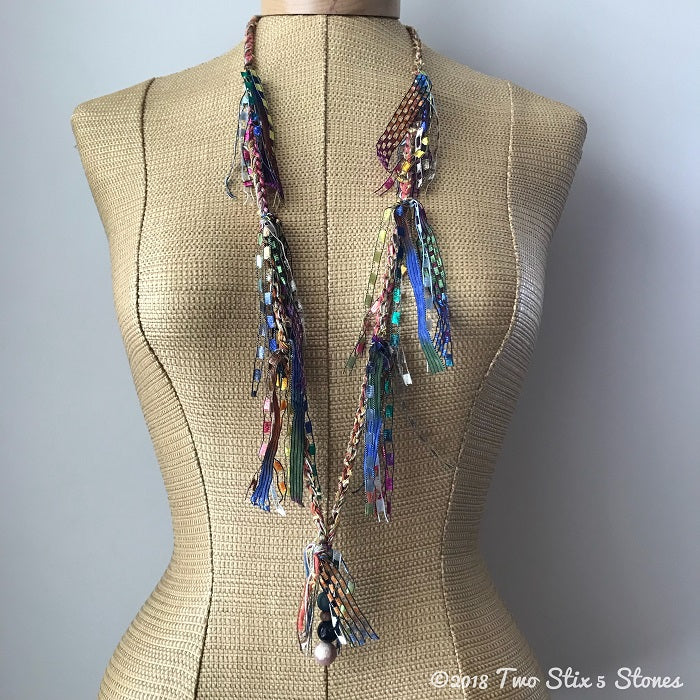 Fiber Necklace w/Stones (FSB38)