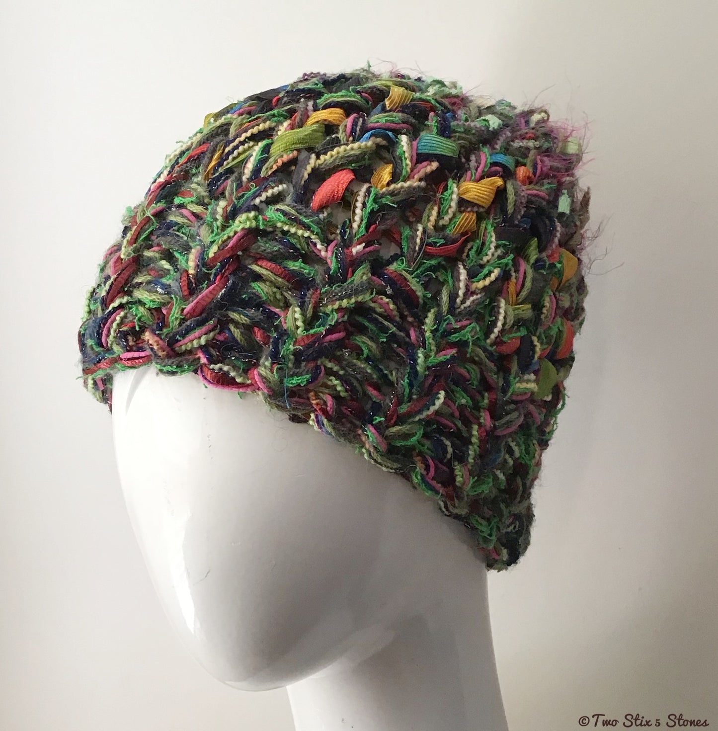 Luxe Green Tweed Funky Knit Beanie