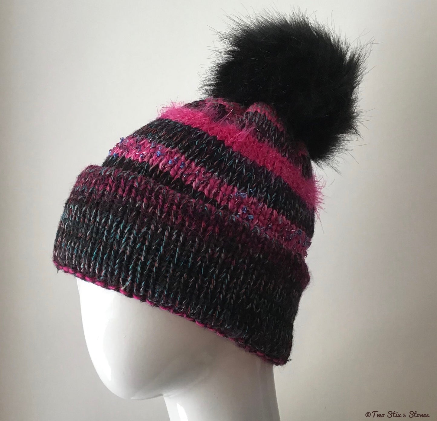 Luxe *Funky Tweeds* Faux Fur Beanie/Slouchy Beanie