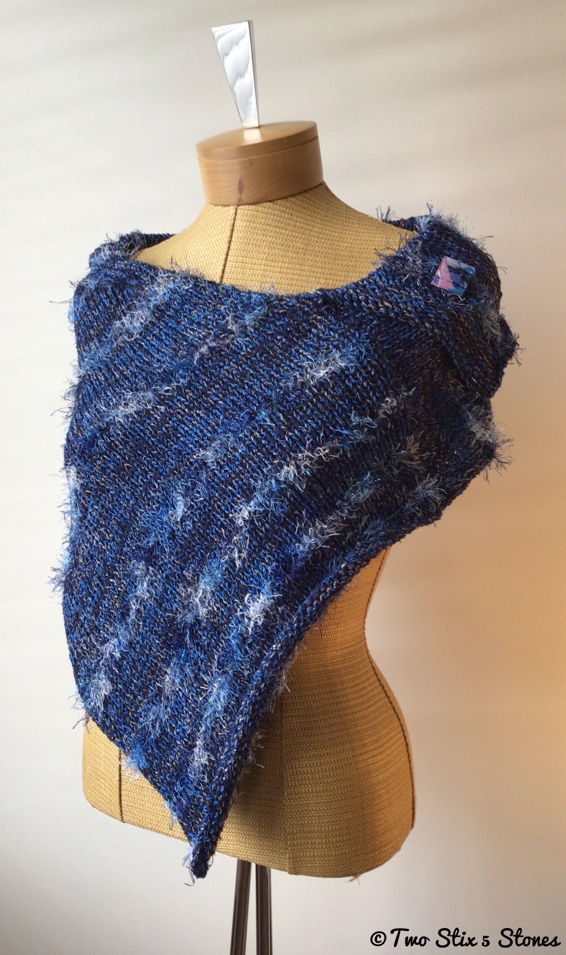 Luxe Denim Tweed Knit Shawl