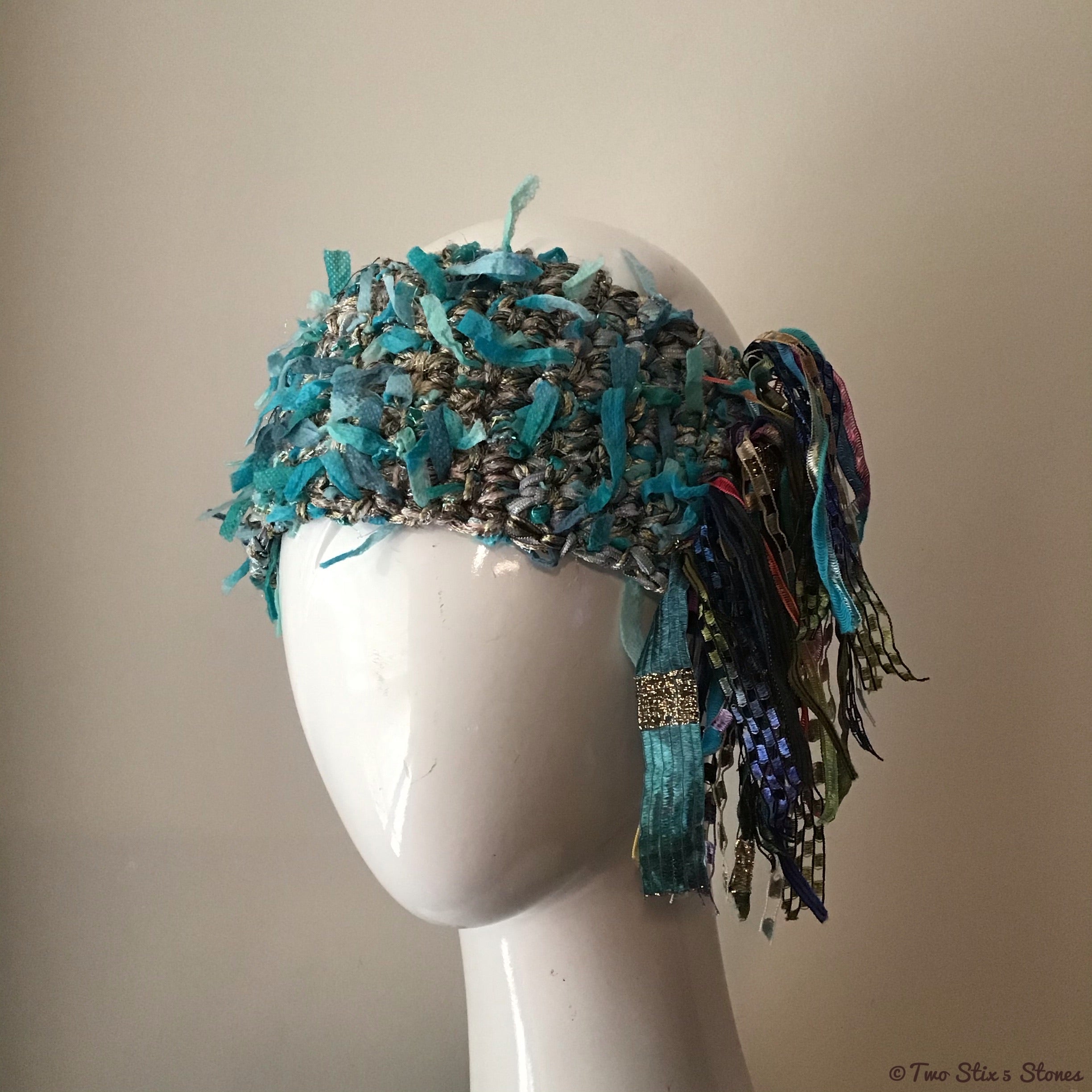 Luxe Blue Tweed *Funky Chic* Headband