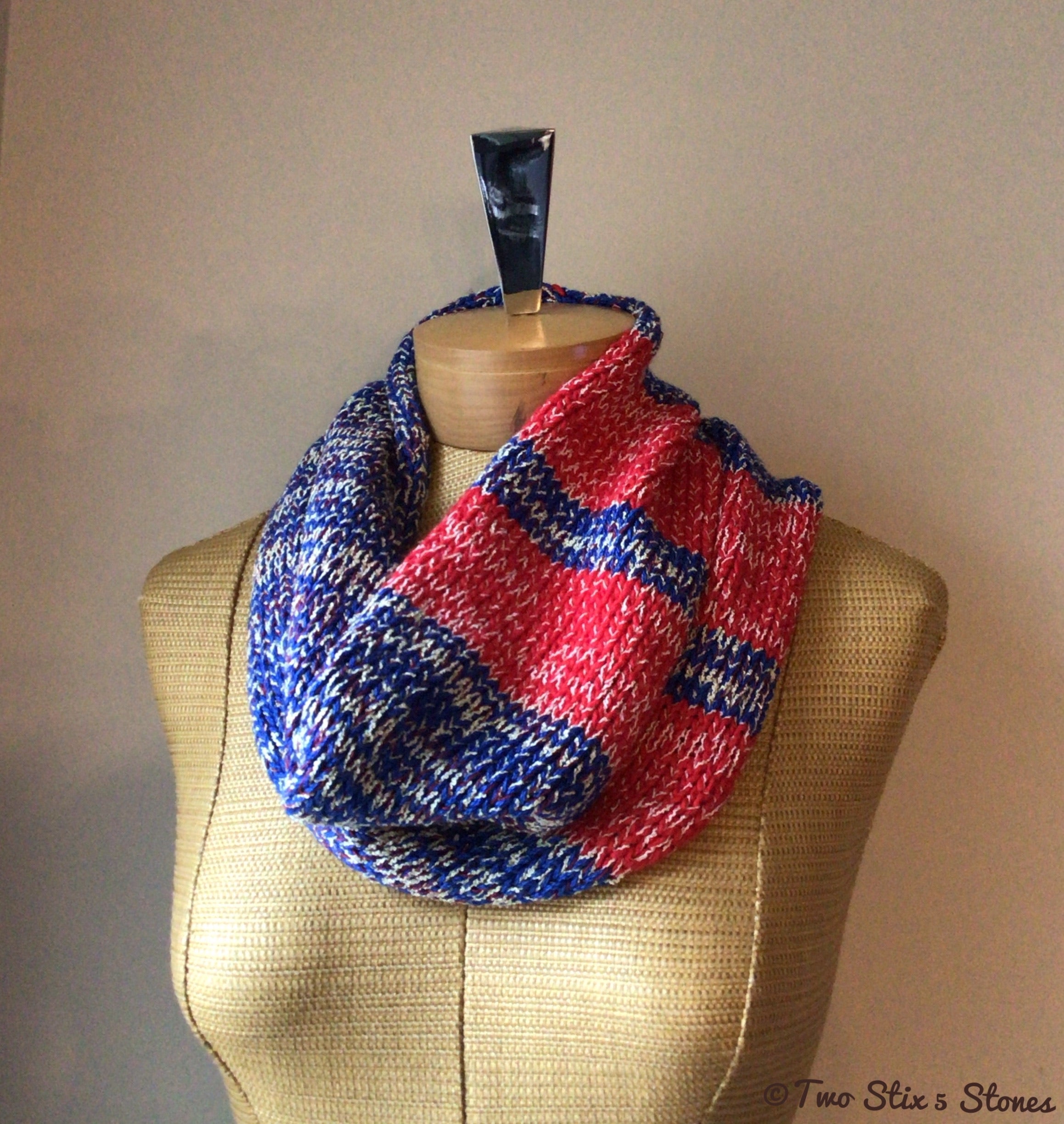 Blue/White/Red Tweed Cowl