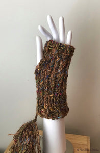 Copper Tweed Fingerless Gloves