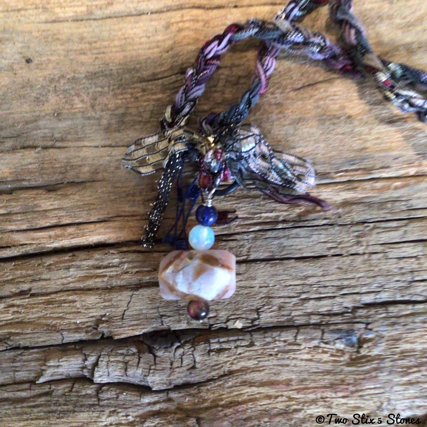 Fiber Necklace w/Semi-Precious Stones