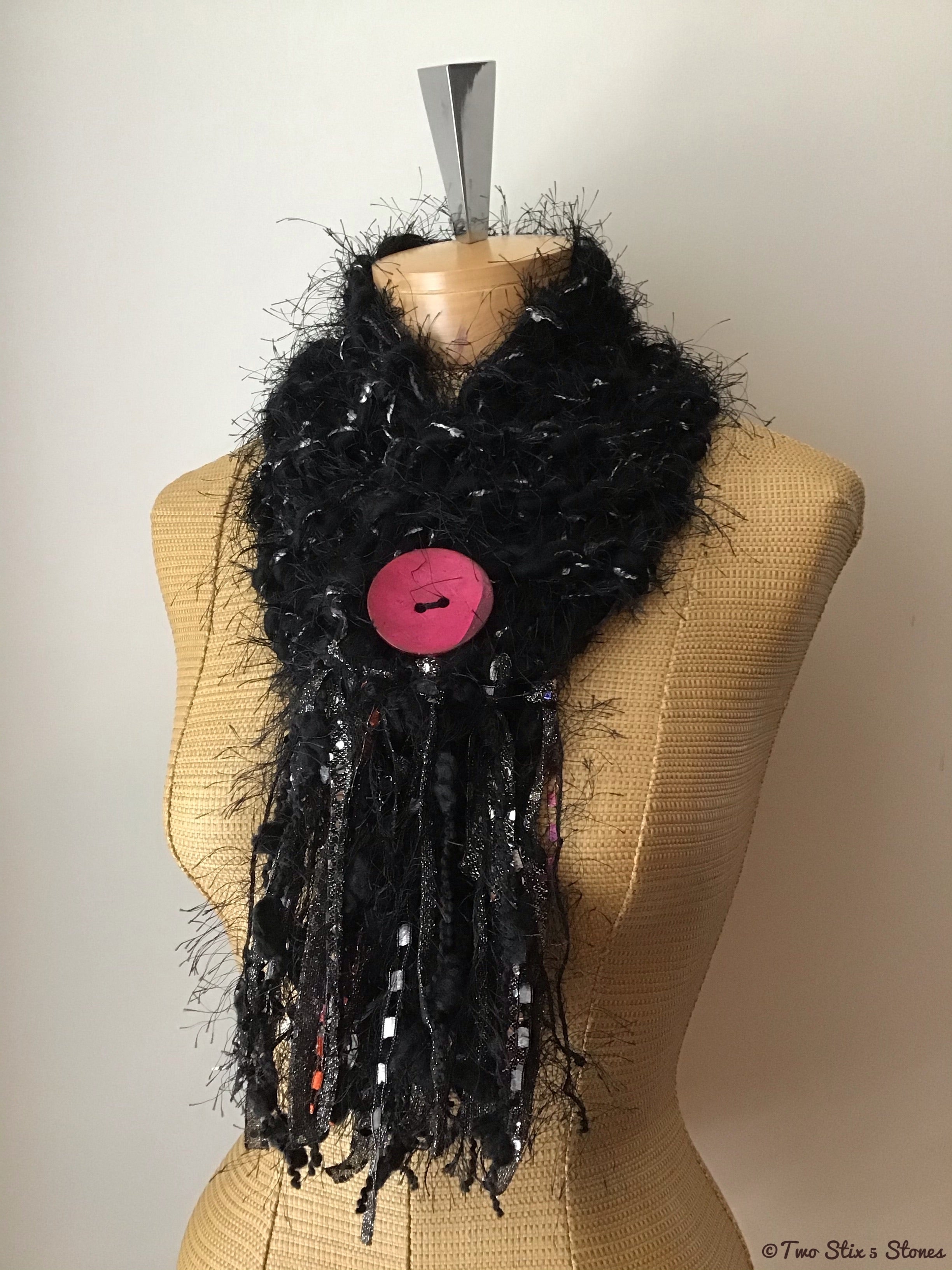 Black Tweed *Diva Chic* Slipover Knit Scarf