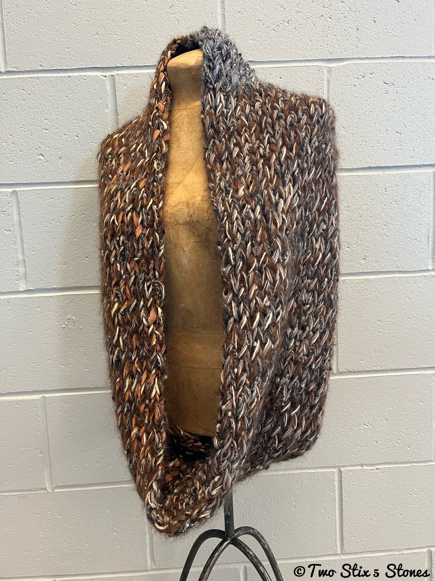 Luxe Brown Tweed Infinity Scarf