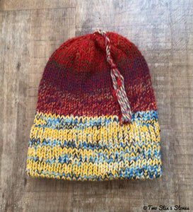 Grow With Me - Red & Yellow Knit Funky Tassel Hat