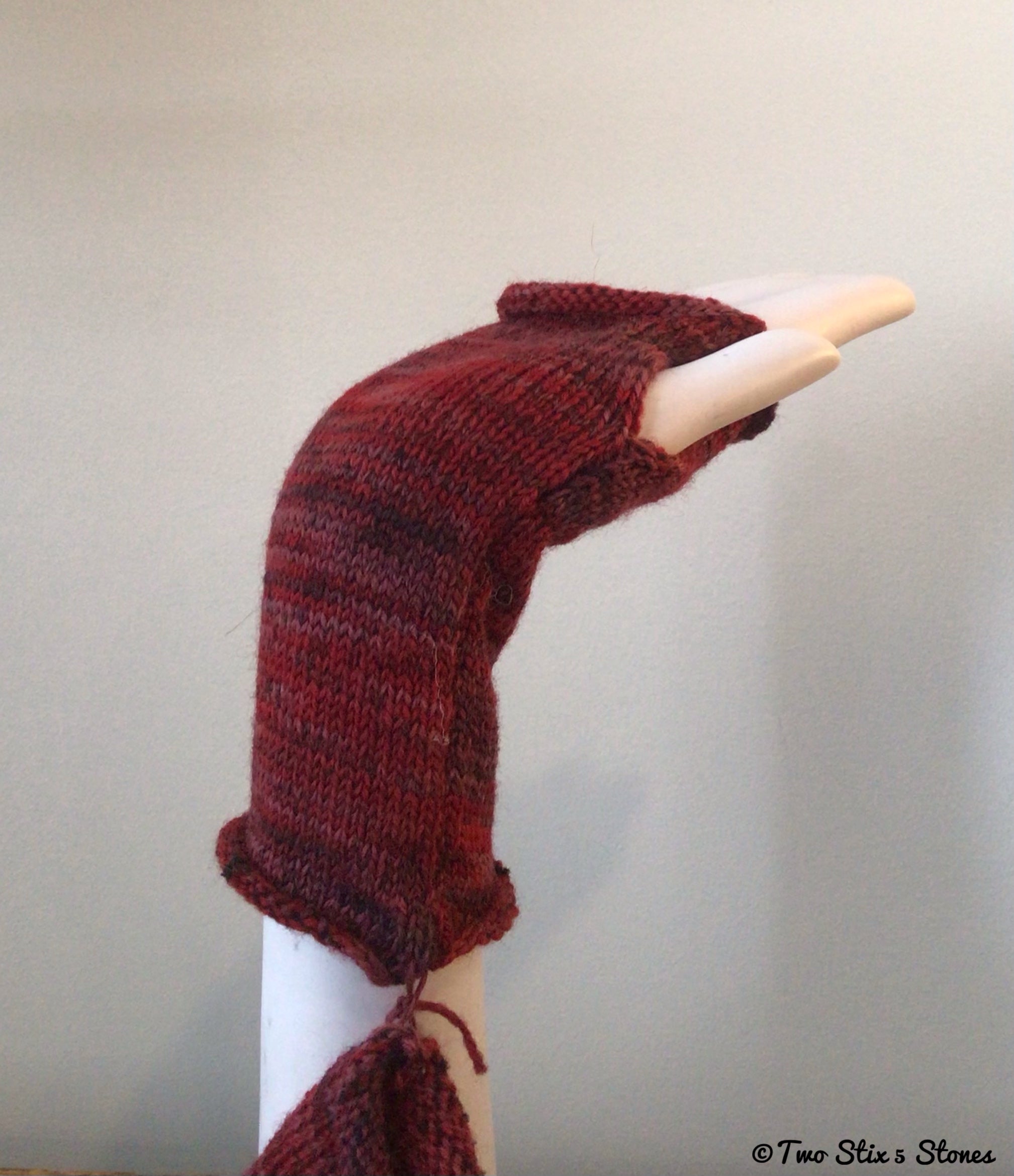 Wine Tweed Fingerless Gloves