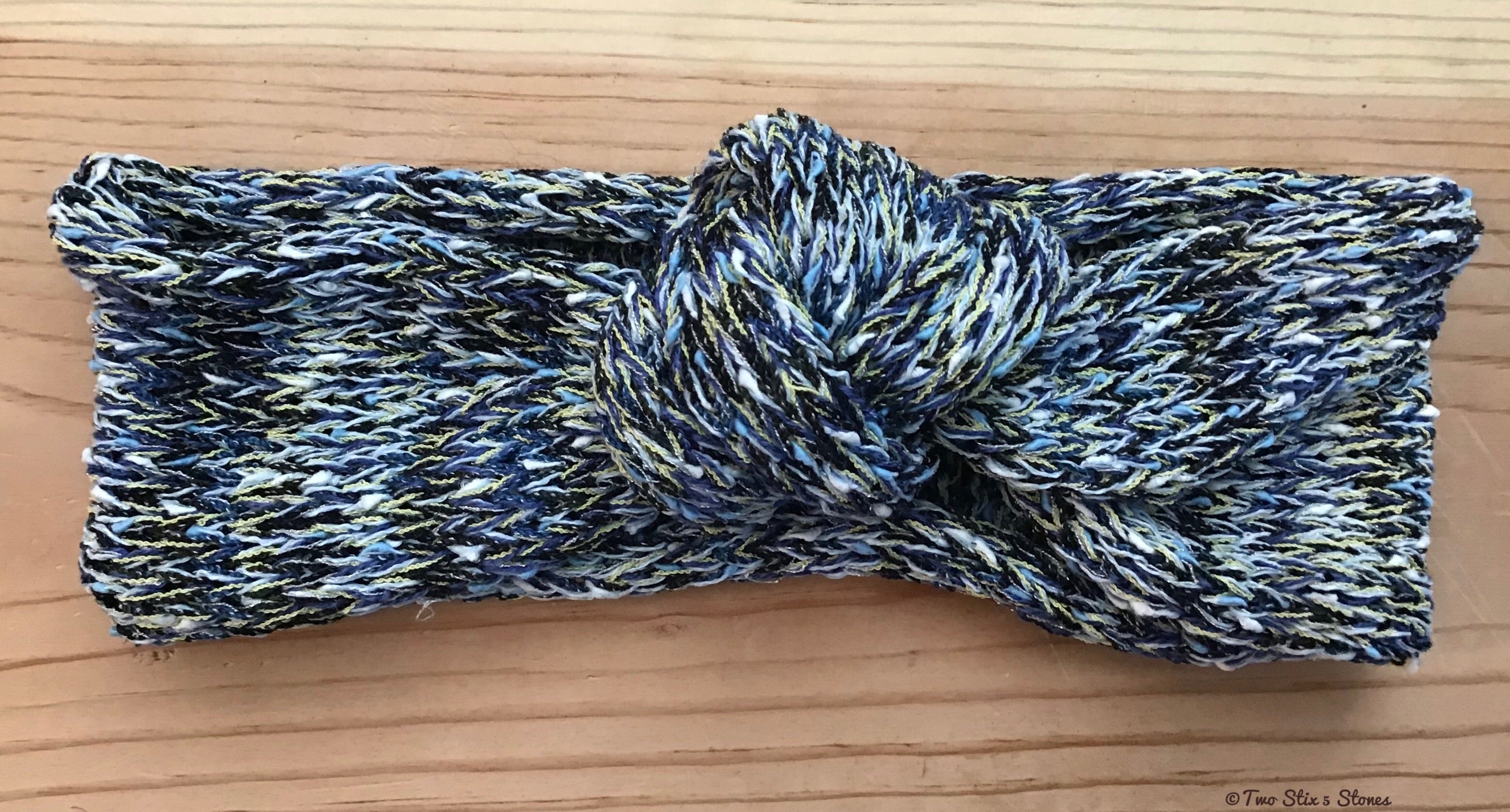 Blue Tweed Knotted Headband