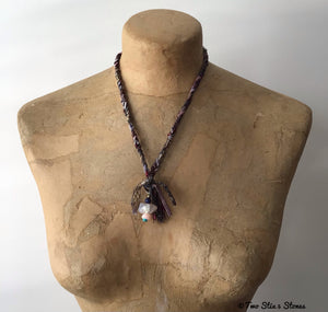 Fiber Necklace w/Semi-Precious Stones