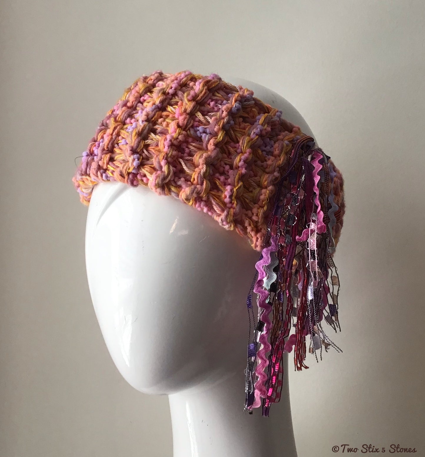 Peach Handknit *Funky Chic* Headband