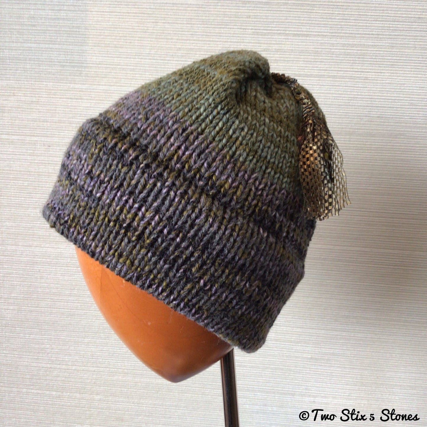 Grey Tweed Tassel Knit Beanie