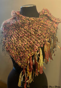 Orange Tweed Shawl w/Fringe