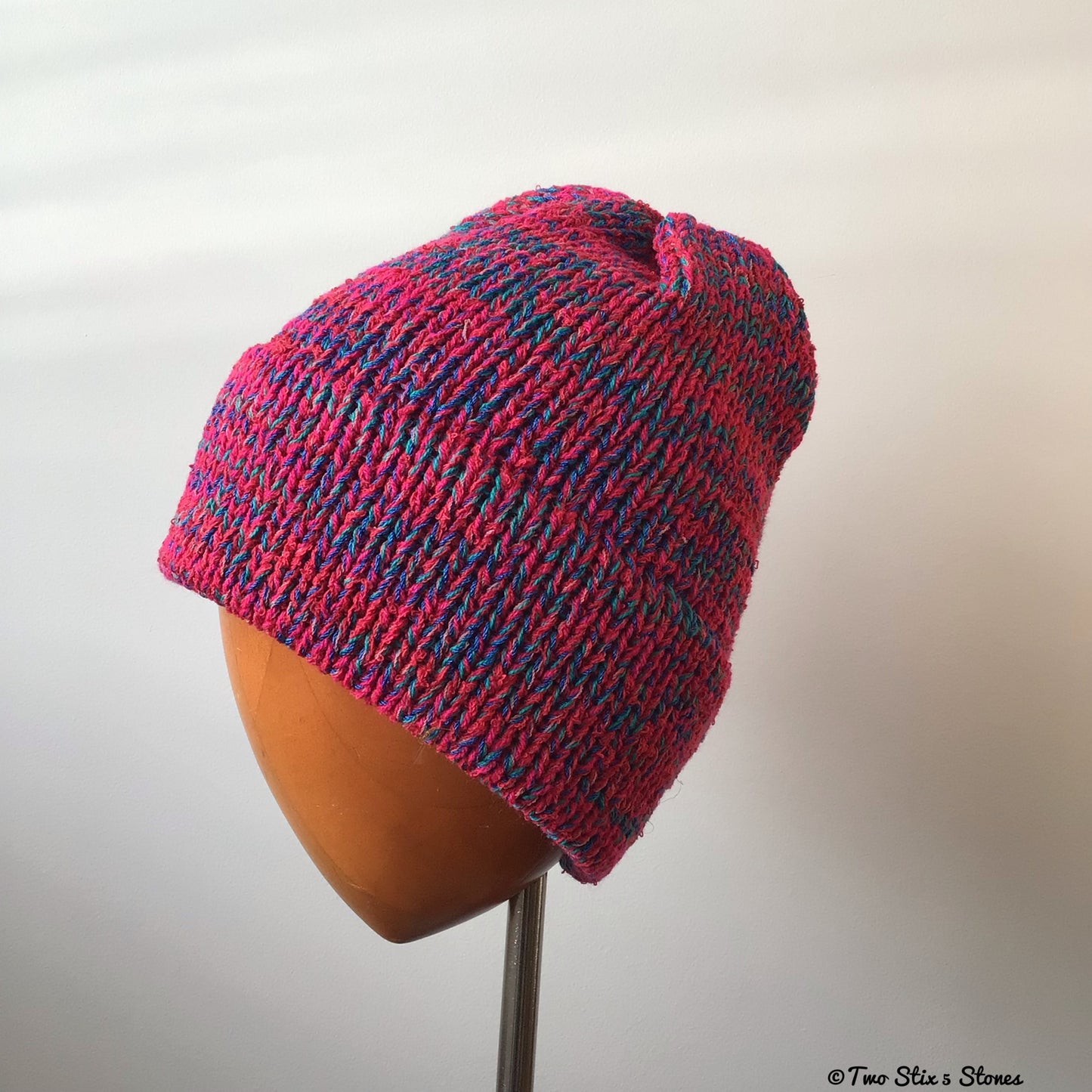 Red & Blue Tweed Knit Beanie