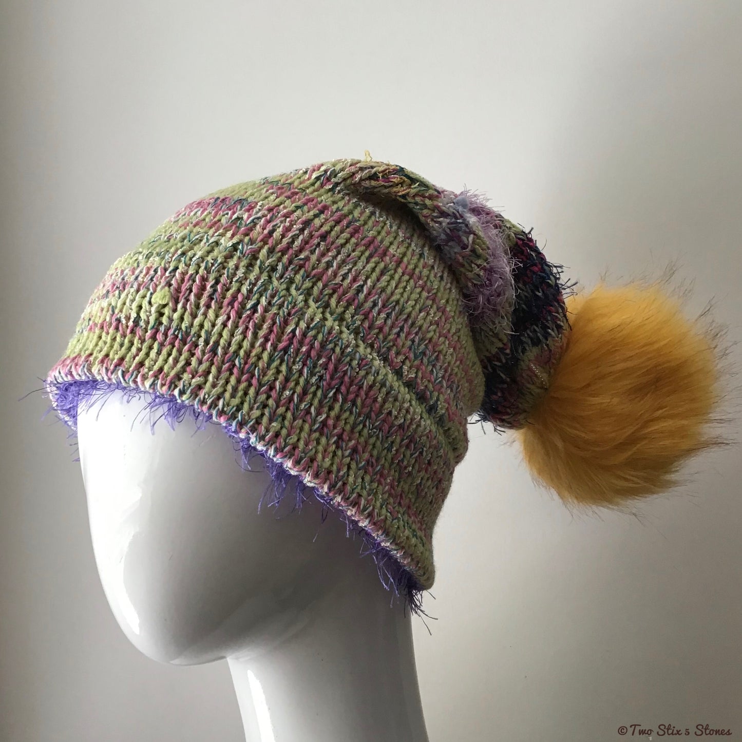 Yellow *Funky Tweeds* Knit Beanie/Slouchy Beanie