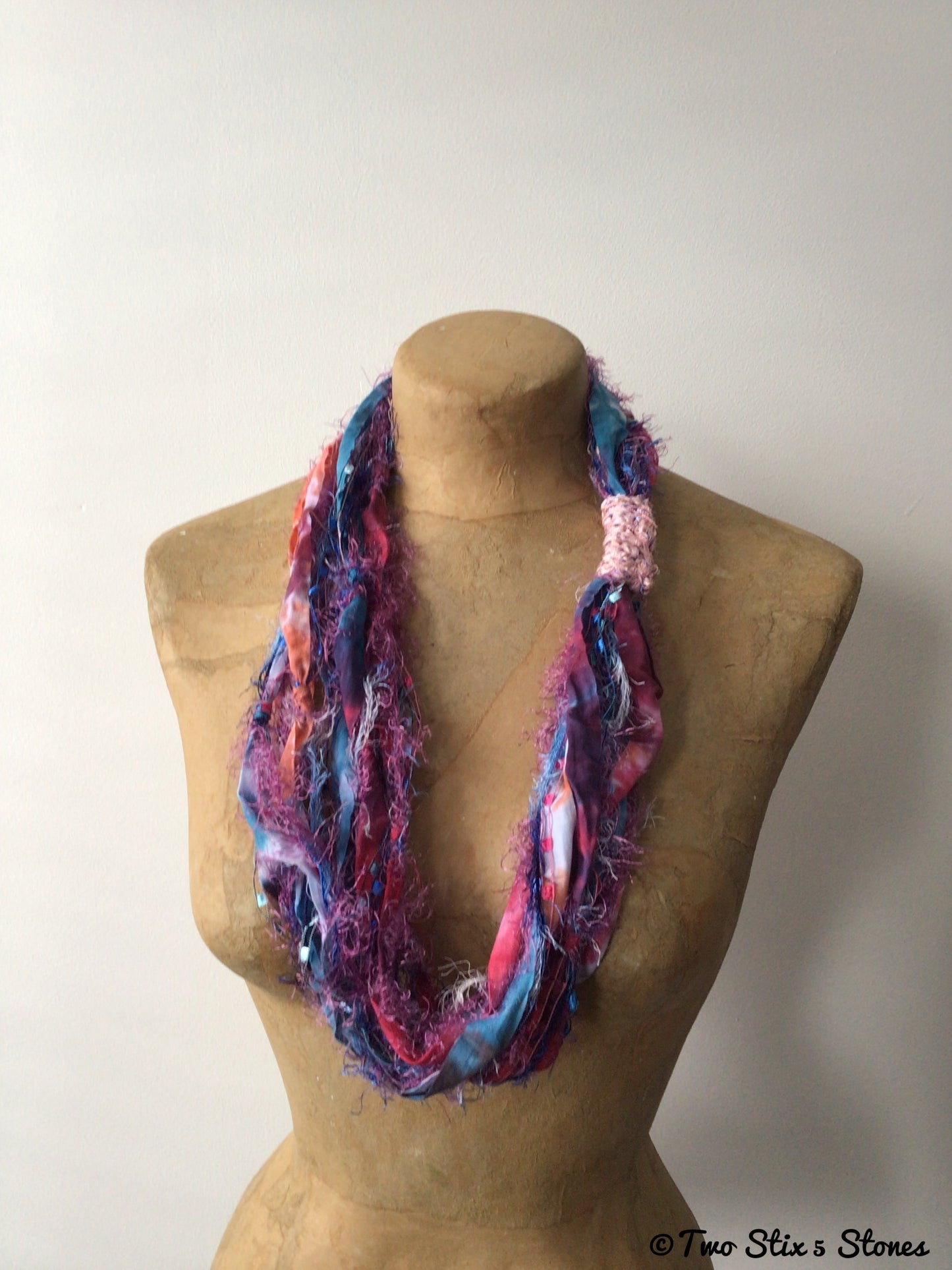 Pink Fiber Necklace w/Band