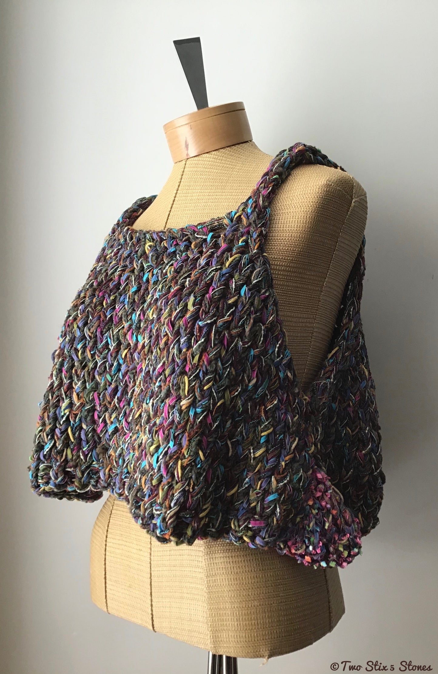 Blue/Purple/Green Multi-Tweed Slipover