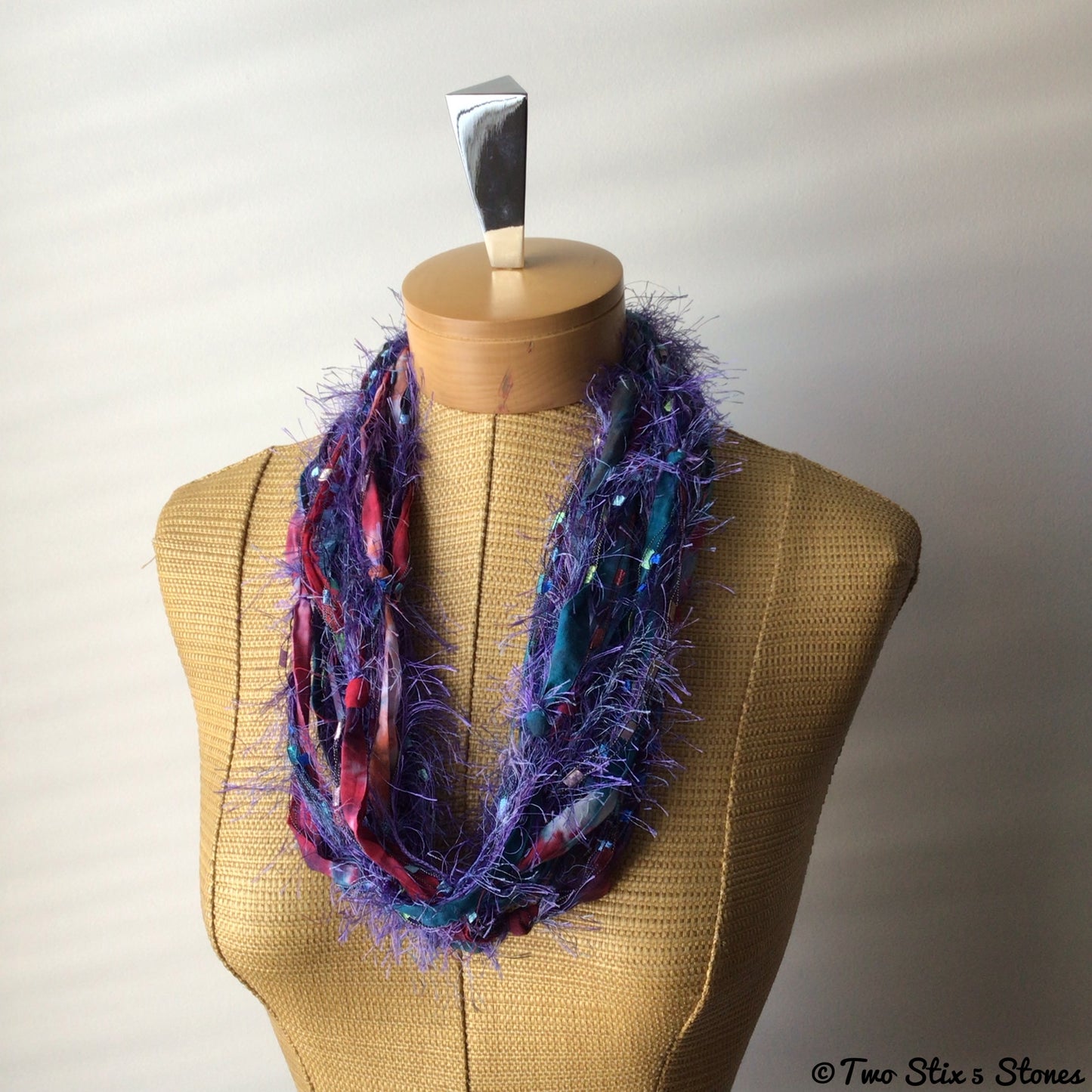 Purple Toned Fiber Necklace