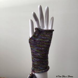 Purple Tweed Knit Fingerless Gloves
