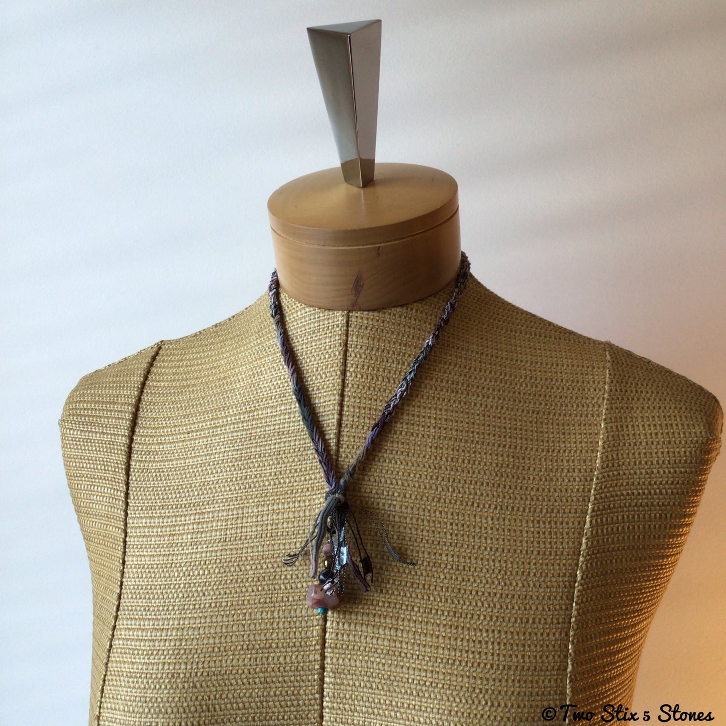 Fiber Necklace w/Semi-Precious Stones