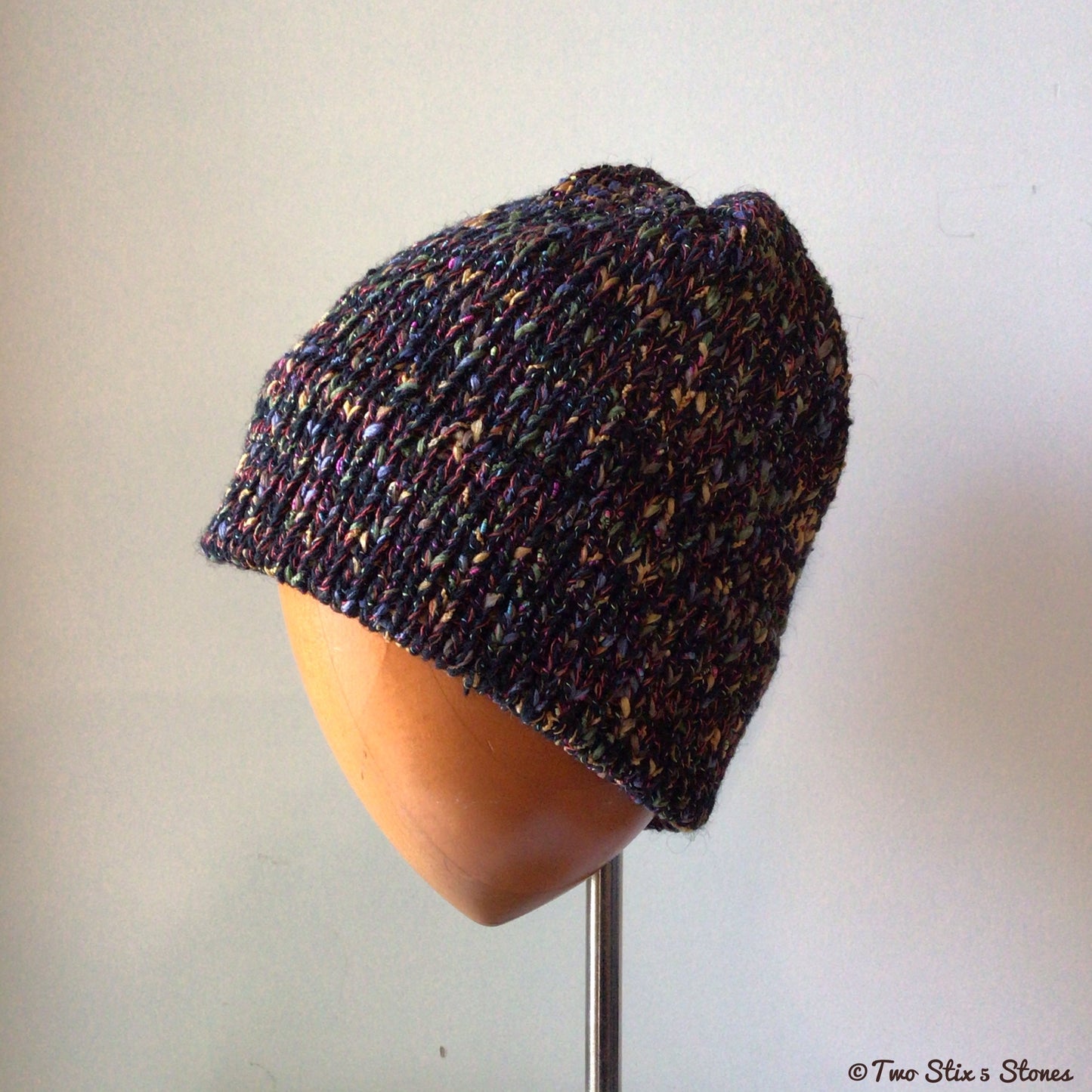 Unisex Black Tweed Rolled Brim Beanie