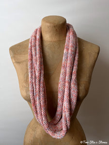 Peach Tweed Rope Necklace/Scarf w/Metallic Accents
