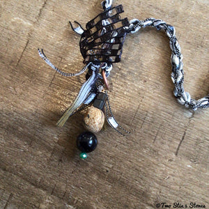 Fiber Necklace w/Semi-Precious Stonee