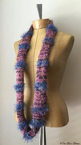 Skinny Lavender Tweed w/Blue Accents Infinity Scarf
