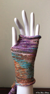 Variegated Peach & Brown Tweed Fingerless Gloves
