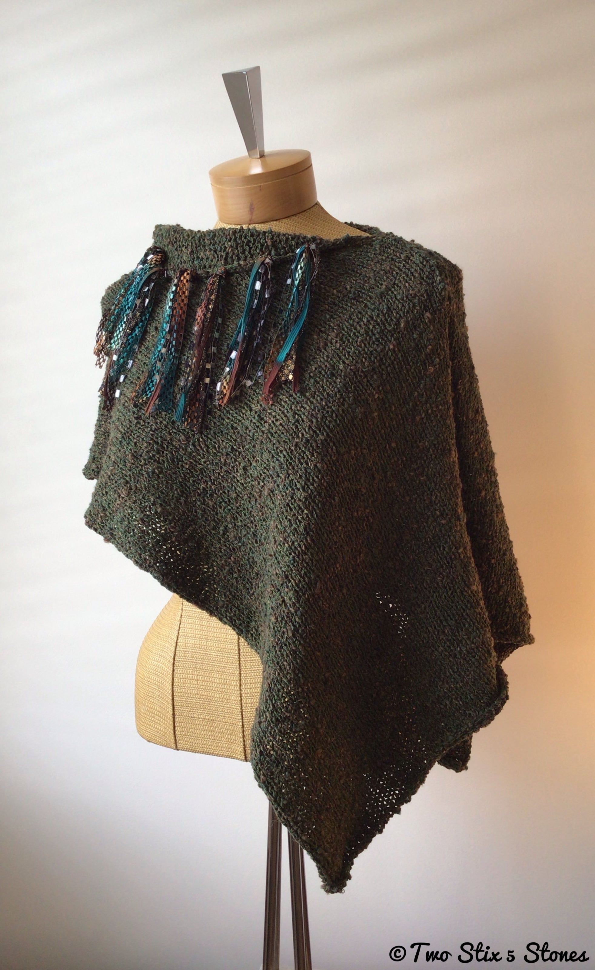 Hunter Green Merino Knit Shawl