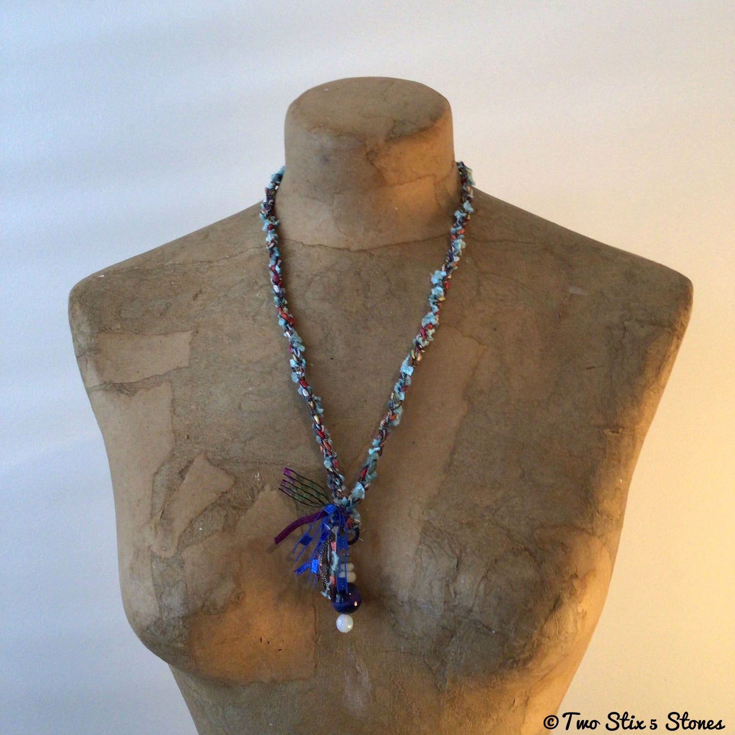 Fiber Necklace w/Semi-Precious Stones