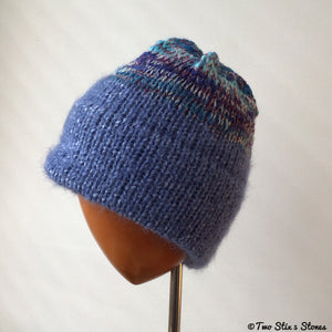 Blue Tweed Knit Beanie