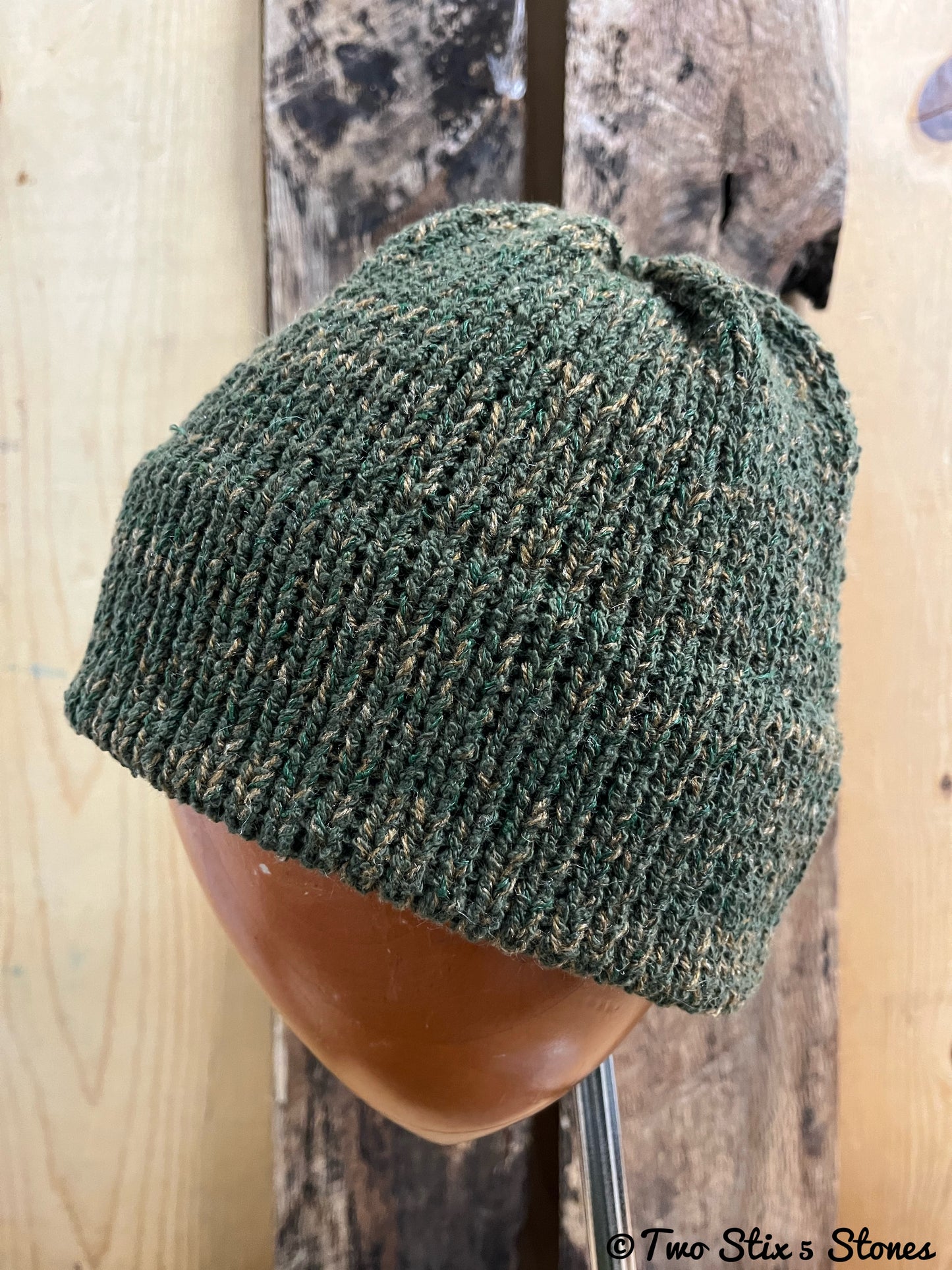 Green Tweed Knit Beanie