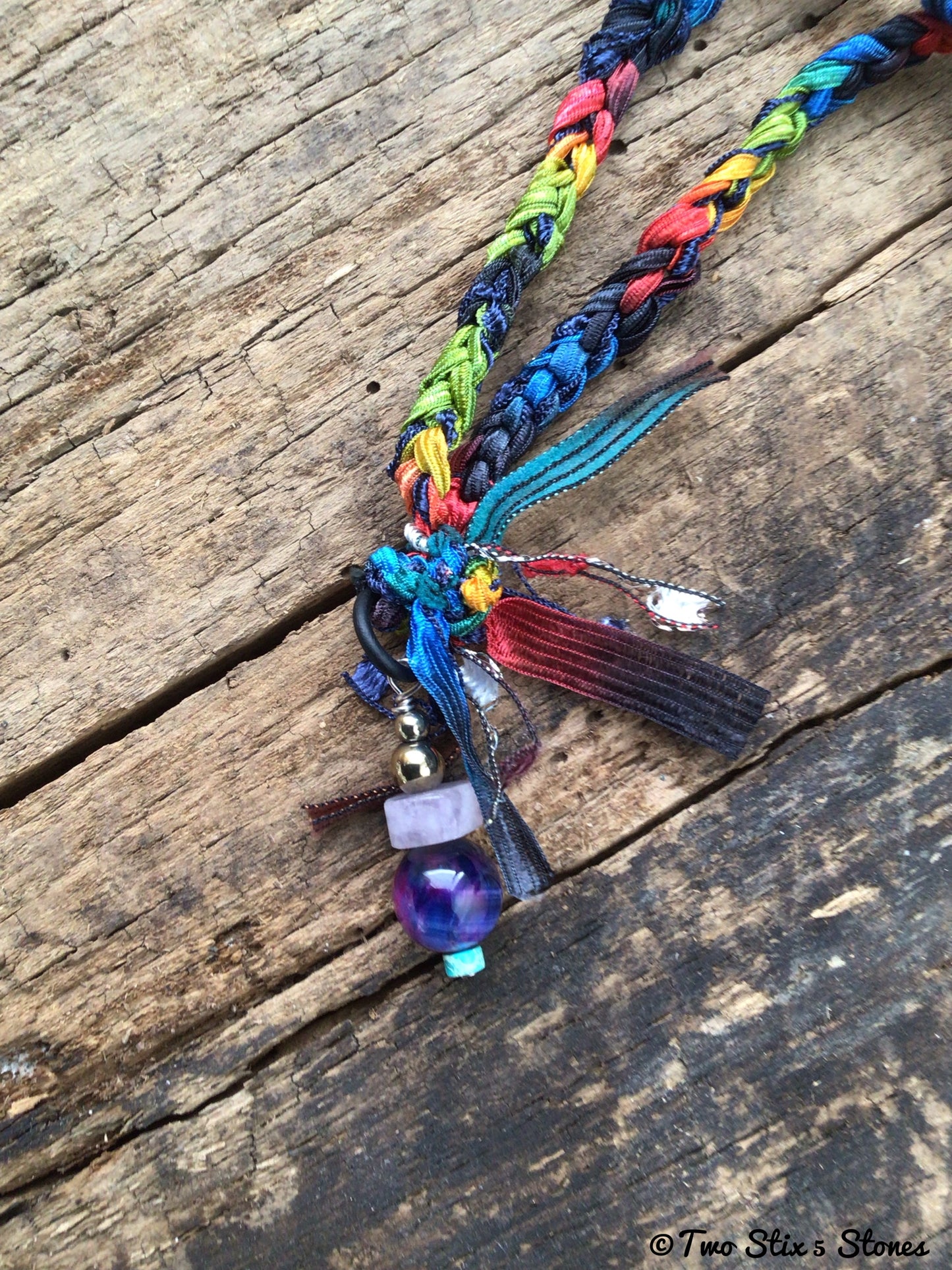 Fiber Necklace w/Semi-Precious Stones