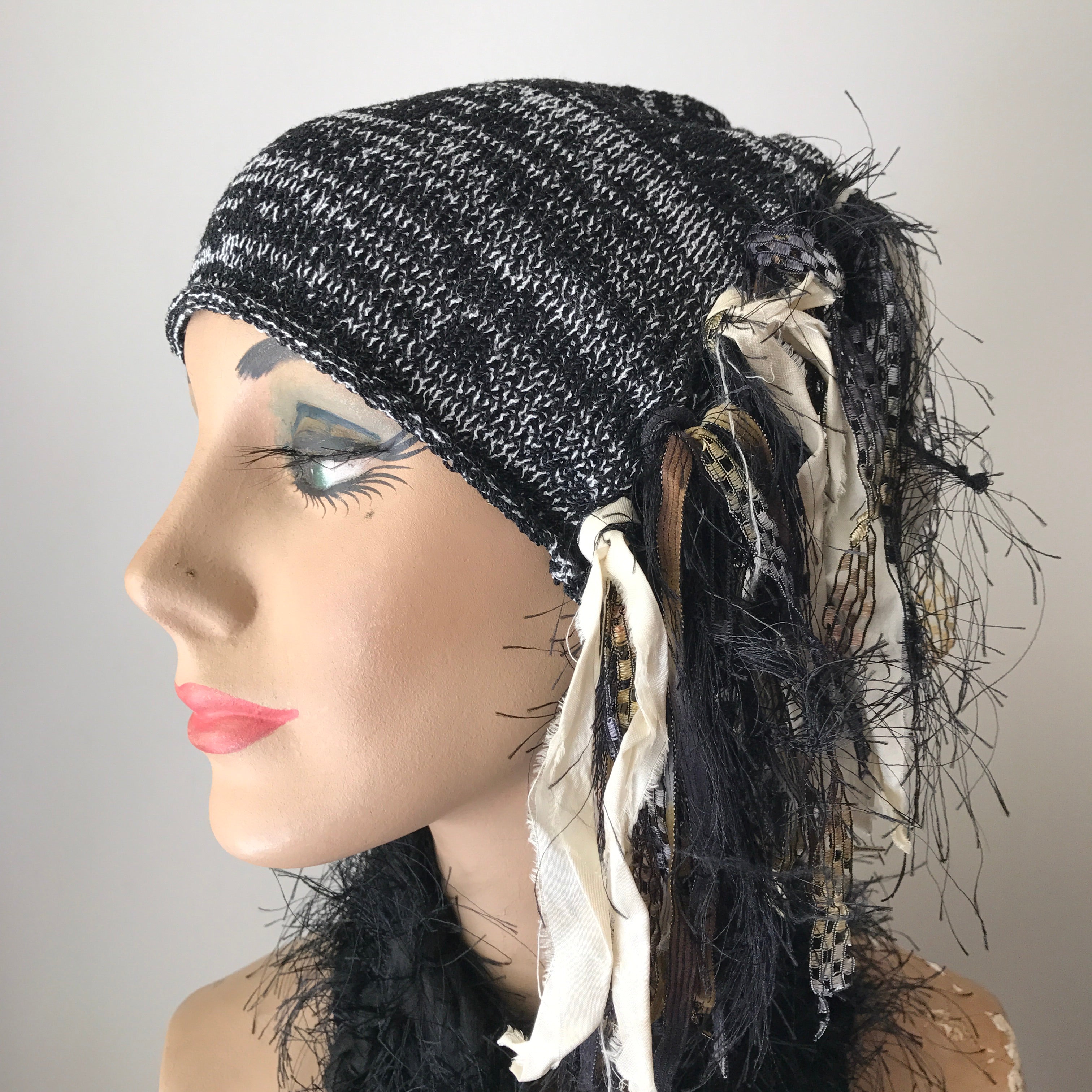Black Tweed Funky Chic Hat, (FH39)