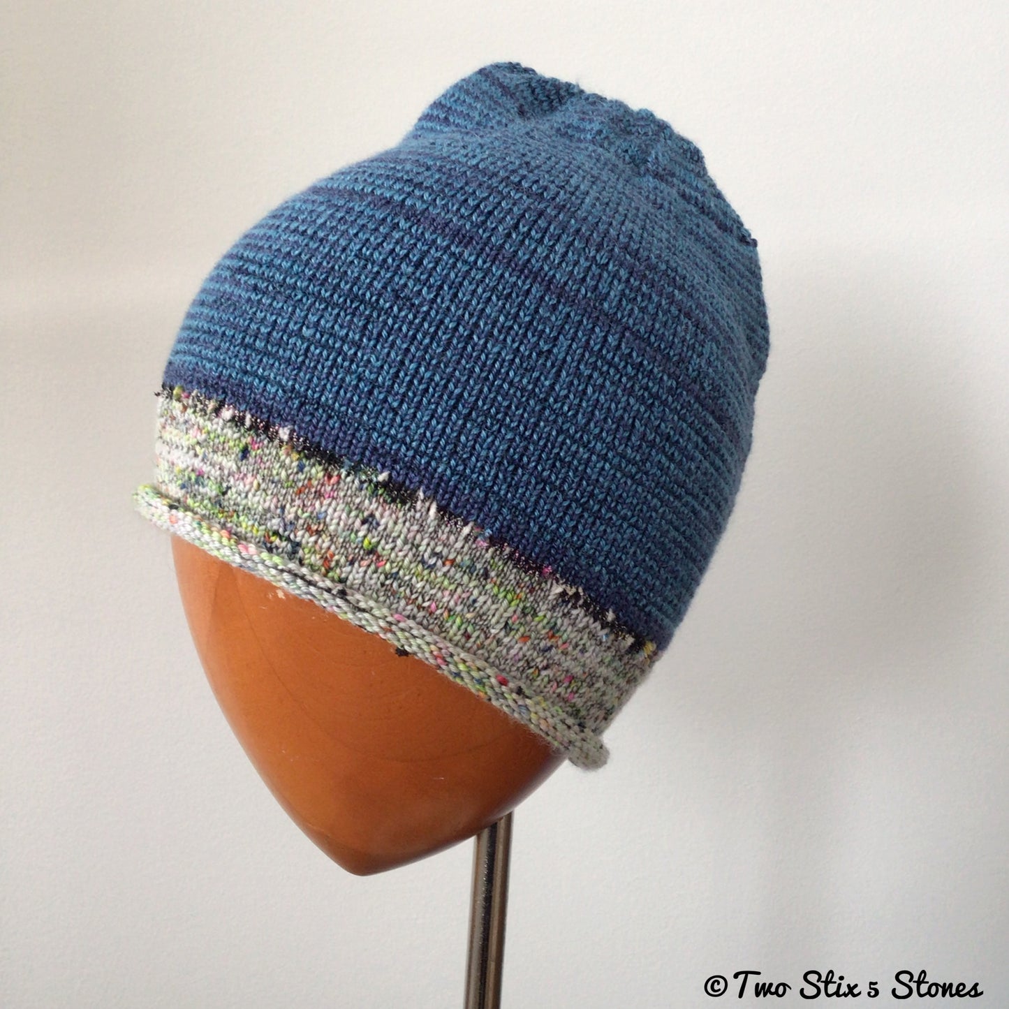 Blue Variegated Knit Beanie